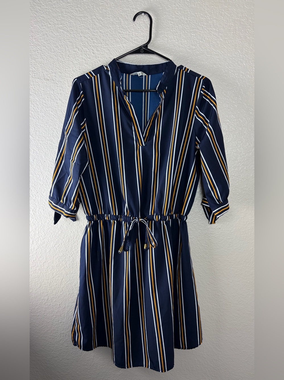 A Hint of Blush Navy/Orange/White Striped Blouse (L)